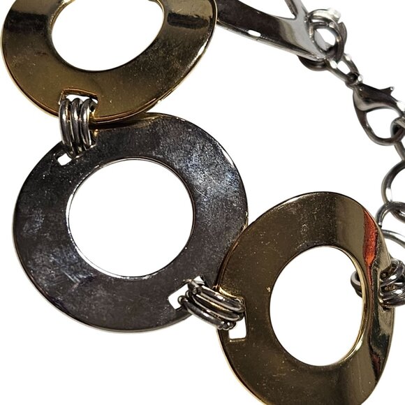 Elegant Two Tone Circular Link Statement Bracelet Pasarella Colombia Fashion - Picture 2 of 7